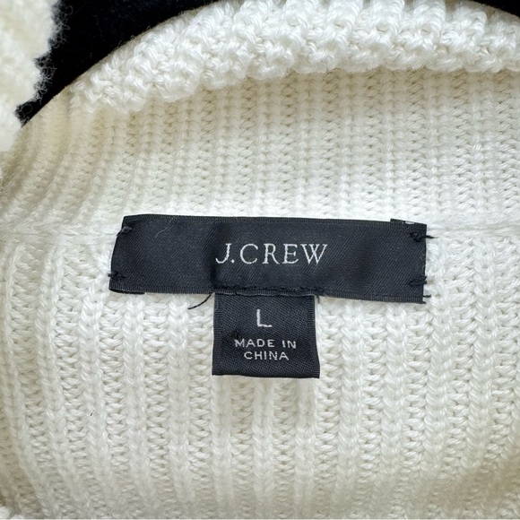 J. CREW Cashmere cotton blend white cream relaxed turtleneck sweater Sz Large - Picture 5 of 5